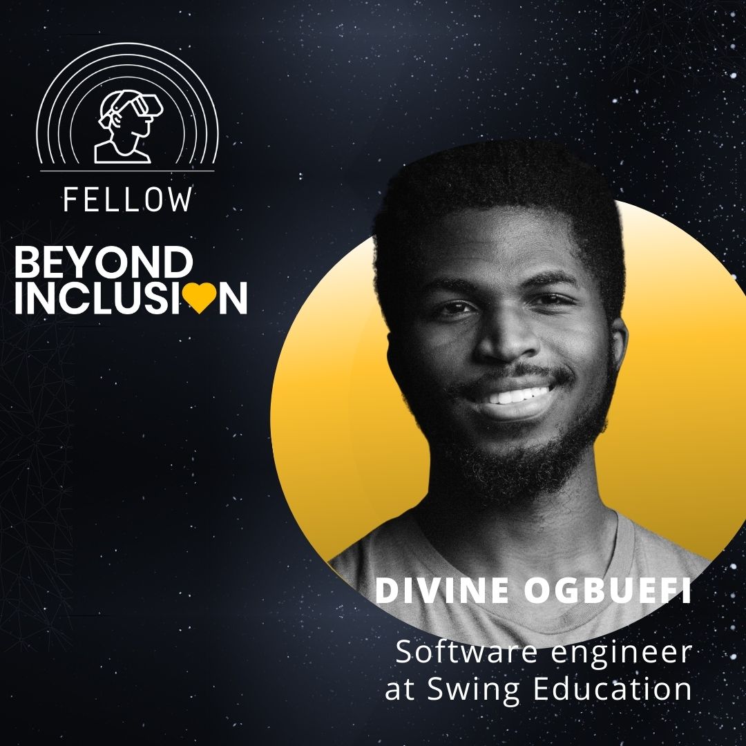 XR VR MR AR Divine Ogbuefi as a software engineer at Swing Education